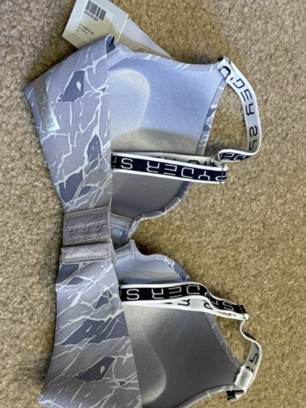 Spyder Intimate Bra Size 34C Laser Cut Push Up Gray Geometric NWT - Picture 4 of 5